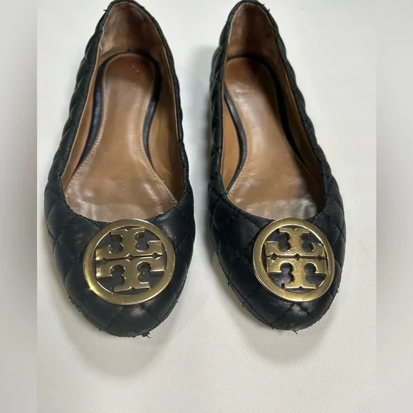 Tory Burch black quilted leather Benton ballet flats - Picture 10 of 15